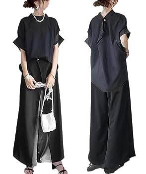 フォーマルにも！とろみブラウス×フレアワイドパンツ2点セットアップ アイボリー Amazon.co.jp: レディース シャツ ワイドパンツ セットアップ 2